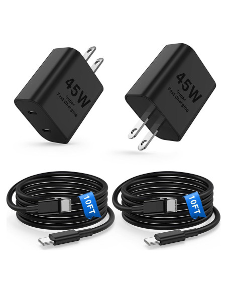 Cargador Rápido 45W USB C Jeenek + Cable 10 Pies Negro Cargador Rápido 45W USB C Jeenek + Cable 10 Pies Negro