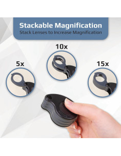 Lupa Plegable Carson TriView 5x/10x/15x con Estuche 2