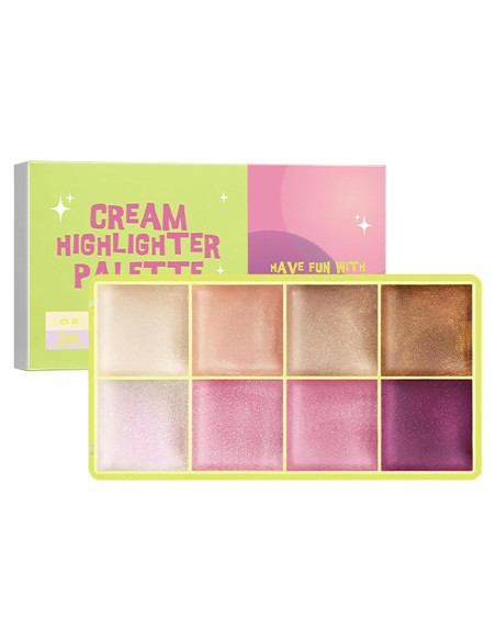 Estuche de Iluminador Curvo Hegafoo, 8 Colores Cremosos Estuche de Iluminador Curvo Hegafoo, 8 Colores Cremosos