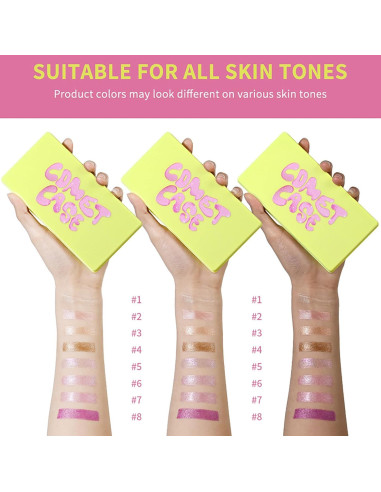 Estuche de Iluminador Curvo Hegafoo, 8 Colores Cremosos