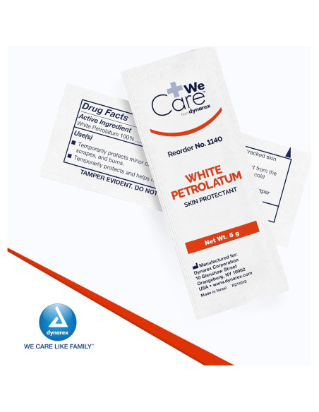 Dynarex Petrolato Blanco 5g - 144 Paquetes para Irritación Piel