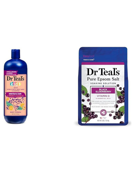 Baño de Burbujas 3 en 1 Dr Teal's para Niños 591 ml y Sal de Epsom 1.36 kg