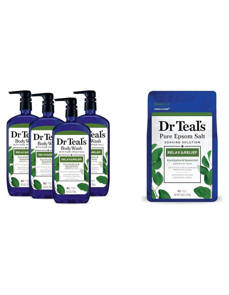 Gel de Baño Dr Teal's Eucalipto y Menta 710 ml x4
