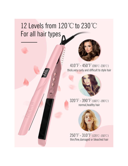 Plancha de Pelo FOCALA Cerámica 1 Pulgada Doble Voltaje Rosa Plancha de Pelo FOCALA Cerámica 1 Pulgada Doble Voltaje Rosa
