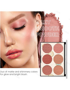 Paleta de Rubor KYDA 6 Colores Mate y Brillantes 20.1g 2