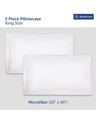 Juego de Fundas de Almohada King Dreamcare 2 Piezas Microfibra
