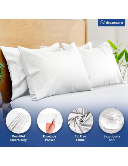 Juego de Fundas de Almohada King Dreamcare 2 Piezas Microfibra