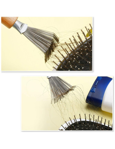 Limpiador de Cepillos para Cabello Boao, 2 Piezas, Mango de Madera