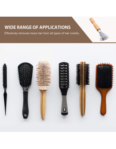 Limpiador de Cepillos para Cabello Boao, 2 Piezas, Mango de Madera