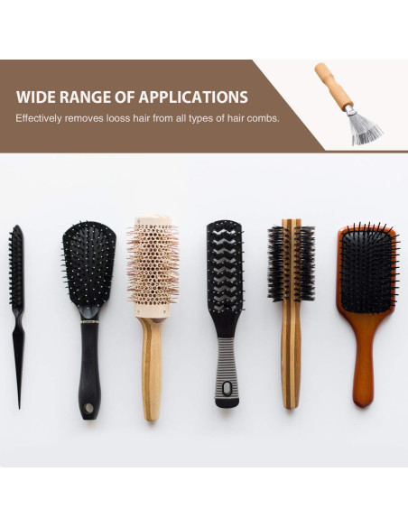 Limpiador de Cepillos para Cabello Boao, 2 Piezas, Mango de Madera