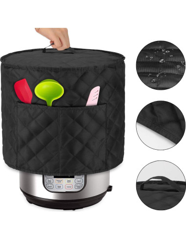 Cubierta de Polvo LUXJA para Instant Pot 8 Cuartos Negra Acolchada