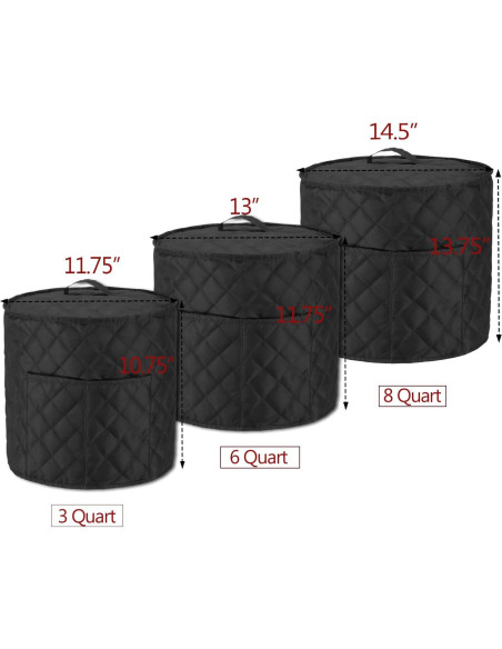 Cubierta de Polvo LUXJA para Instant Pot 8 Cuartos Negra Acolchada