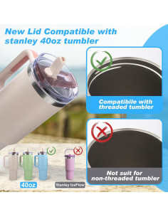 2 Tapas de Vaso 40oz Genérico a Prueba de Fugas con Popote 2