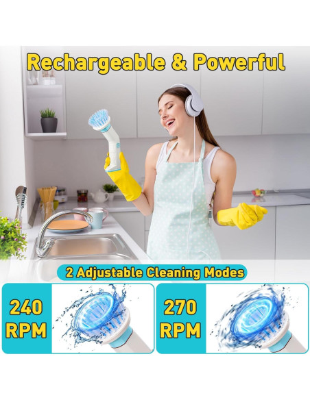 Varita Eléctrica Palksky para Limpieza con 3 Cabezas Intercambiables Varita Eléctrica Palksky para Limpieza con 3 Cabezas Intercambiables