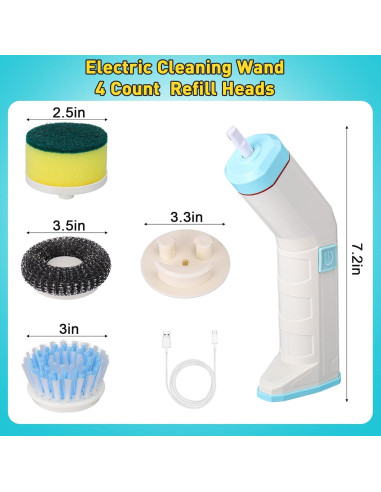 Varita Eléctrica Palksky para Limpieza con 3 Cabezas Intercambiables