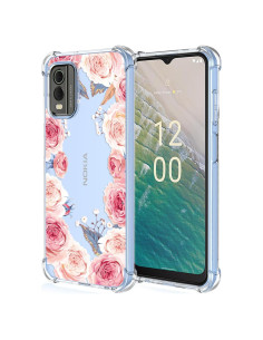 Funda TPU Floral Rosa para Nokia C32 4G - Protección Antichoque