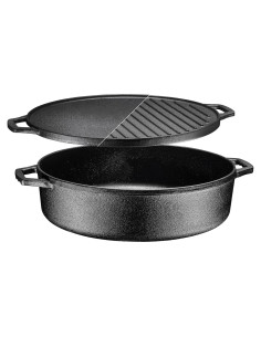 Sartén de Hierro Fundido Bruntmor 6.8 Qt Pre-Sazonada Negra