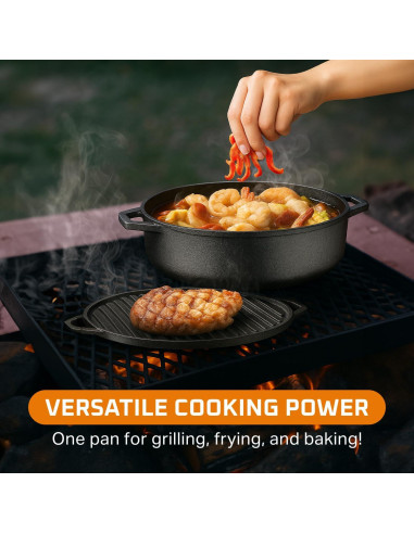 Sartén de Hierro Fundido Bruntmor 6.8 Qt Pre-Sazonada Negra