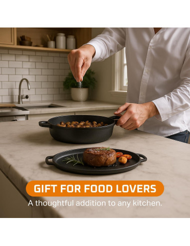 Sartén de Hierro Fundido Bruntmor 6.8 Qt Pre-Sazonada Negra