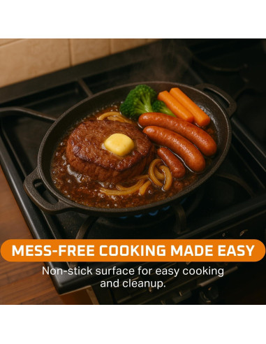 Sartén de Hierro Fundido Bruntmor 6.8 Qt Pre-Sazonada Negra