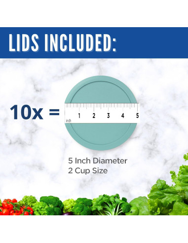 Tapa de Reemplazo Pyrex 2 Tazas 10-Pack Turquesa 12.7 cm