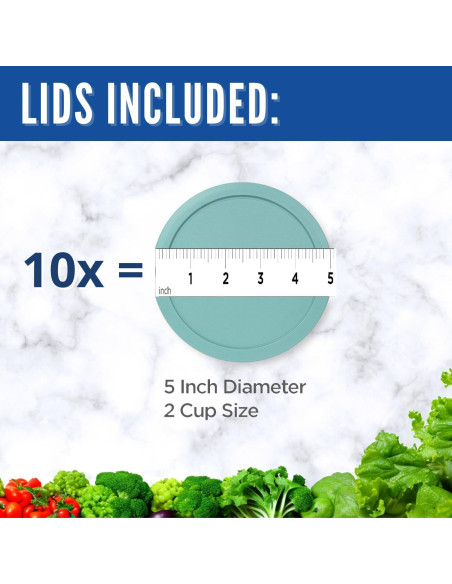Tapa de Reemplazo Pyrex 2 Tazas 10-Pack Turquesa 12.7 cm
