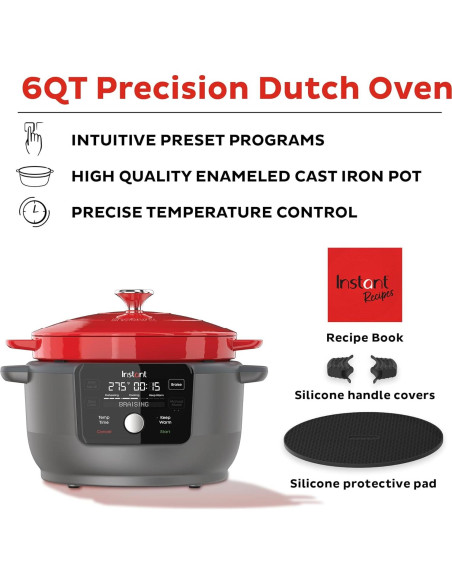 Olla Holandesa Eléctrica Instant Pot 6L 1500W Hierro Fundido Rojo Olla Holandesa Eléctrica Instant Pot 6L 1500W Hierro Fundido Rojo