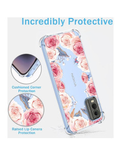 Funda TPU Floral Rosa para Nokia C32 4G - Protección Antichoque 2