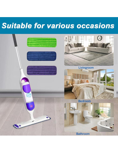 Paños de Mopa Reutilizables Vanclearidea para Swiffer PowerMop - 3 Recargas 38 cm