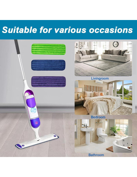 Paños de Mopa Reutilizables Vanclearidea para Swiffer PowerMop - 3 Recargas 38 cm