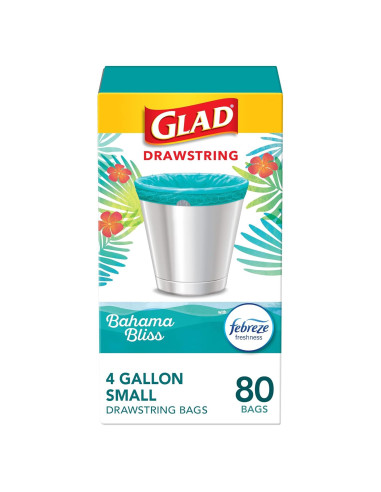Bolsas de Basura Pequeñas Glad 4 Galones Febreze Bahama Bliss