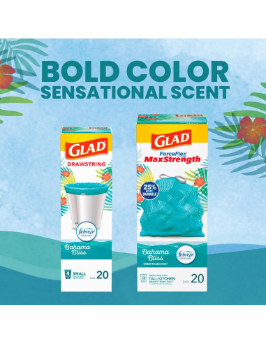 Bolsas de Basura Pequeñas Glad 4 Galones Febreze Bahama Bliss