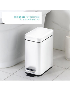 Basurero de Baño Home Zone Living 5L Acero Inoxidable Blanco 2