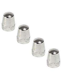 Dedales de Costura AXEN 4 Piezas Metal Plata, Protección Dedo