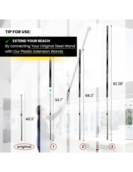 Paquete de 3 varillas de extensión de vacío ENUKYCOM 35 mm 106.68 cm