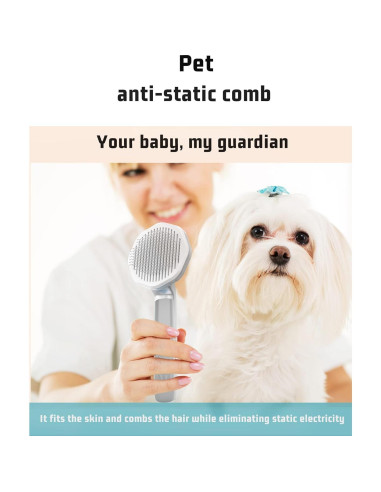 Cepillo Antiestático para Mascotas Fumzen - Autolimpiante, Gris