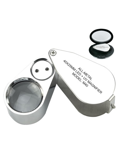 Lupa de Joyero Pineapple 40X con Luz LED y UV - Compacta