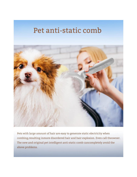 Cepillo Antiestático para Mascotas Fumzen - Autolimpiante, Gris