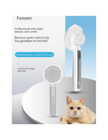 Cepillo Antiestático para Mascotas Fumzen - Autolimpiante, Gris