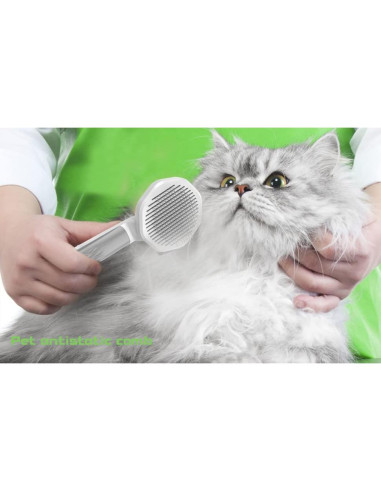 Cepillo Antiestático para Mascotas Fumzen - Autolimpiante, Gris