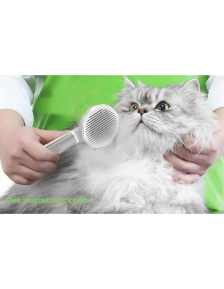 Cepillo Antiestático para Mascotas Fumzen - Autolimpiante, Gris