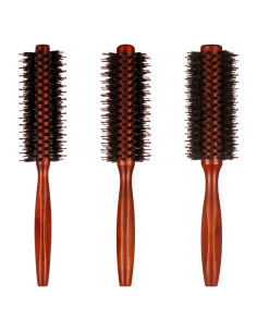 Conjunto de 3 Cepillos Redondos de Cerda de Jabalí Boao - 10, 12 y 14 Filas
