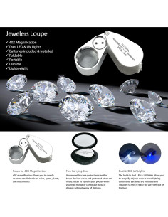 Lupa de Joyero Pineapple 40X con Luz LED y UV - Compacta 2