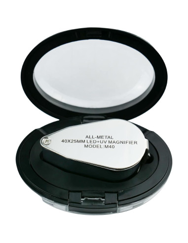 Lupa de Joyero Pineapple 40X con Luz LED y UV - Compacta