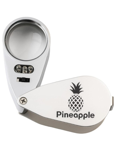 Lupa de Joyero Pineapple 40X con Luz LED y UV - Compacta