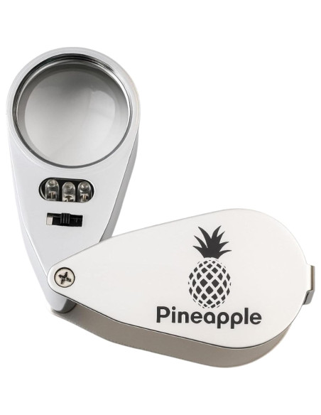 Lupa de Joyero Pineapple 40X con Luz LED y UV - Compacta