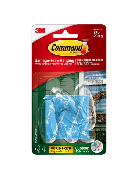 Ganchos de Pared Transparentes Command Medianos - Soporta 0.91 kg