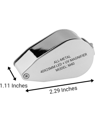 Lupa de Joyero Pineapple 40X con Luz LED y UV - Compacta