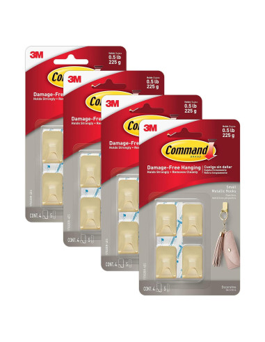 Ganchos Metálicos Command 17032BR-4ES, 16 Piezas, Latón