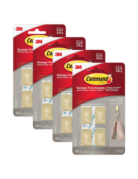 Ganchos Metálicos Command 17032BR-4ES, 16 Piezas, Latón